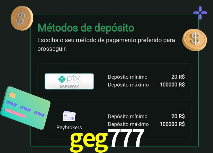 O cassino geg777 oferece uma grande variedade de métodos de pagamento